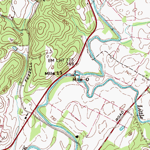 Topographic Map of Little Sewee Creek, TN