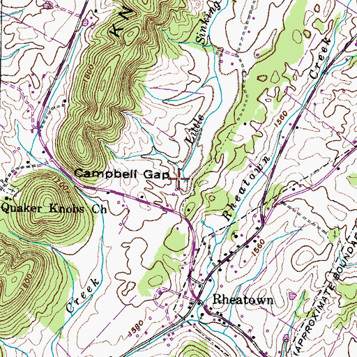 Topographic Map of Little Sinking Creek, TN