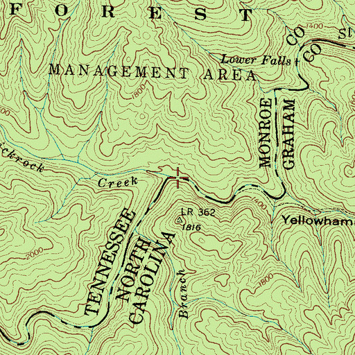 Topographic Map of Little Slickrock Creek, TN