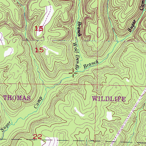 Topographic Map of Wolf Den Branch, AL