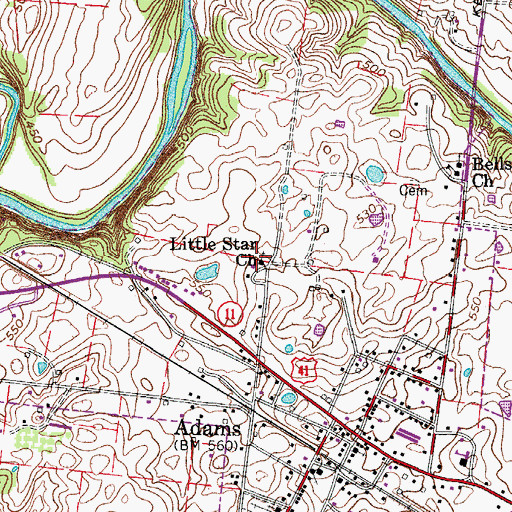 Topographic Map of Little Star Church, TN