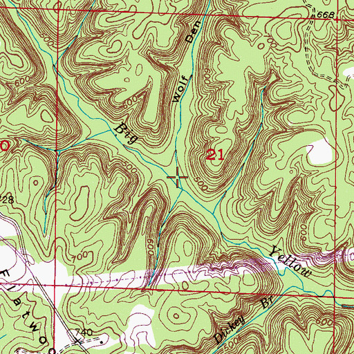 Topographic Map of Wolf Den Hollow, AL