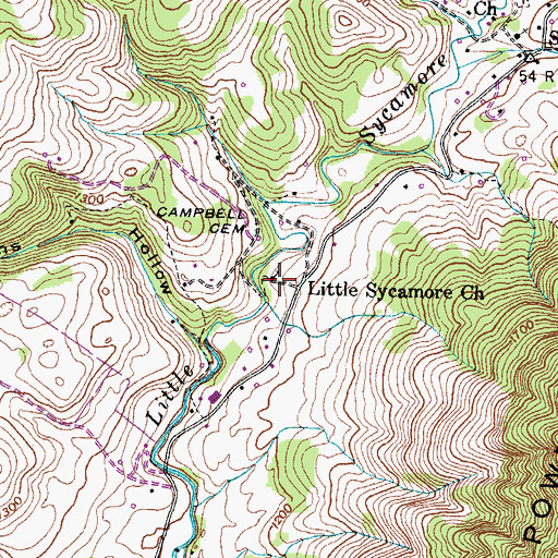 Topographic Map of Little Sycamore Church, TN