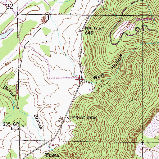 Topographic Map of Wolf Hollow, AL