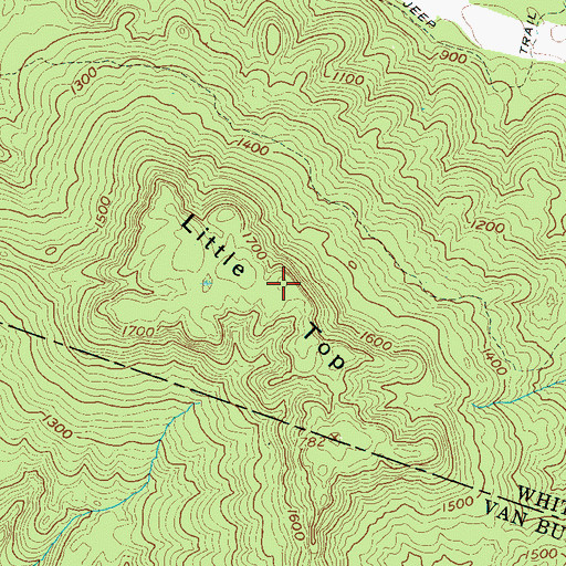 Topographic Map of Little Top, TN