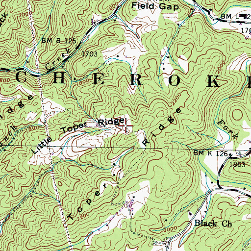 Topographic Map of Little Toper Ridge, TN
