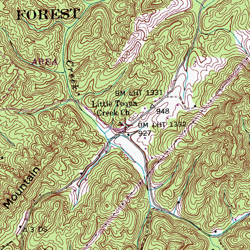 Topographic Map of Little Toqua Creek Church, TN