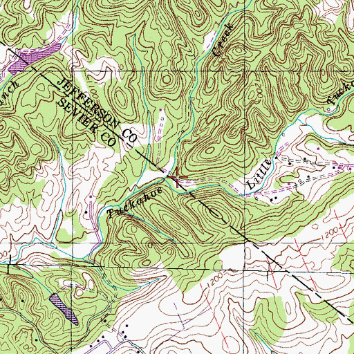 Topographic Map of Little Tuckahoe Creek, TN