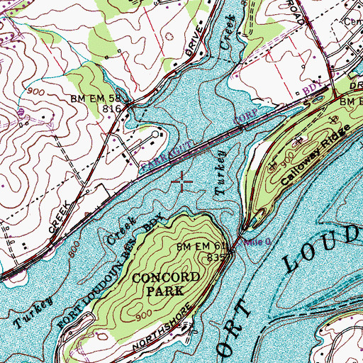 Topographic Map of Little Turkey Creek, TN