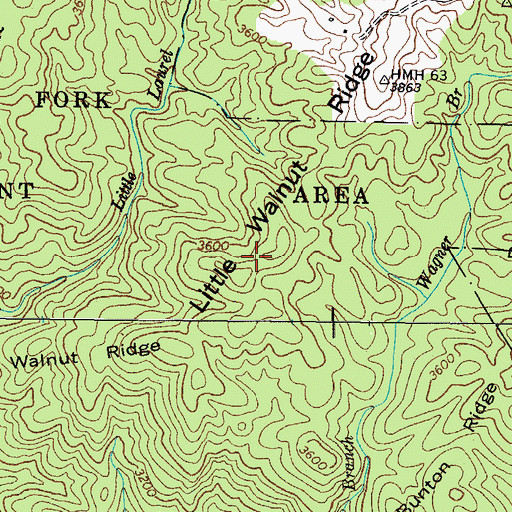 Topographic Map of Little Walnut Ridge, TN