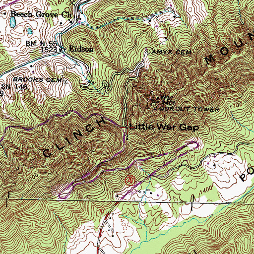 Topographic Map of Little War Gap, TN