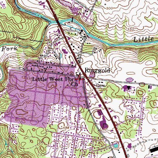 Topographic Map of Little West Fork Church, TN