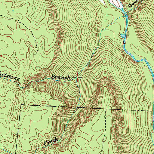 Topographic Map of Little Whetstone Branch, TN