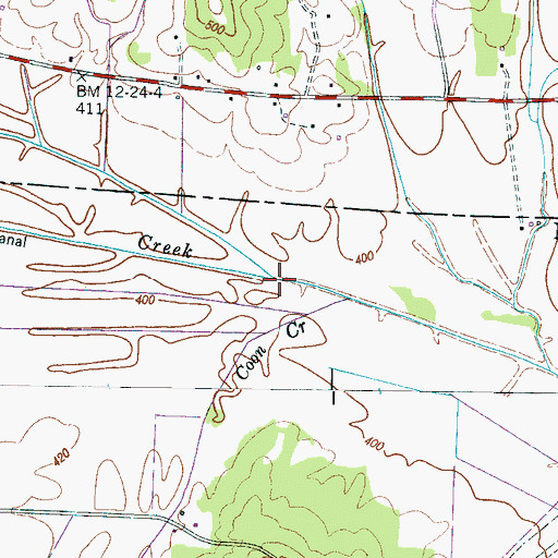 Topographic Map of Little White Oak Creek, TN