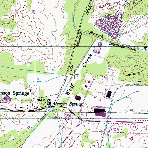 Topographic Map of Little Wolf Creek, TN
