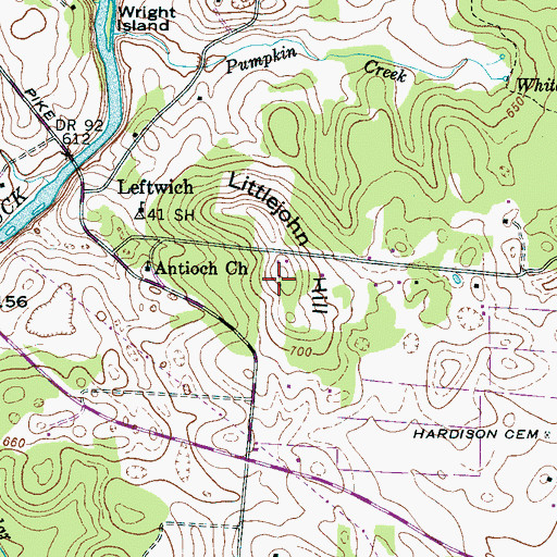 Topographic Map of Littlejohn Hill, TN