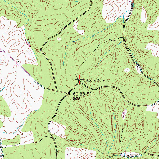 Topographic Map of Litton Cemetery, TN