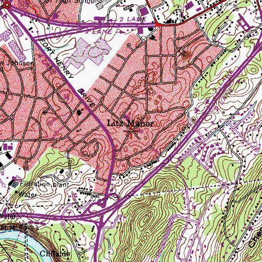 Topographic Map of Litz Manor, TN