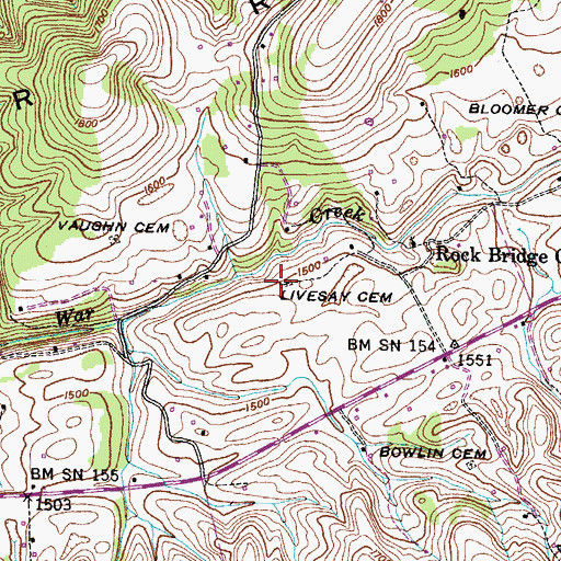Topographic Map of Livesay Cemetery, TN