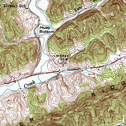 Topographic Map of Livesay Cemetery, TN
