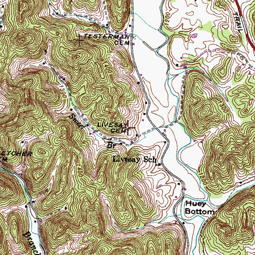 Topographic Map of Livesay Cemetery, TN