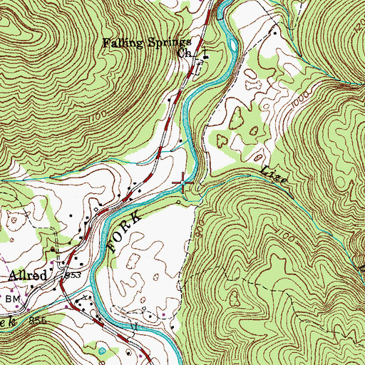 Topographic Map of Lize Branch, TN