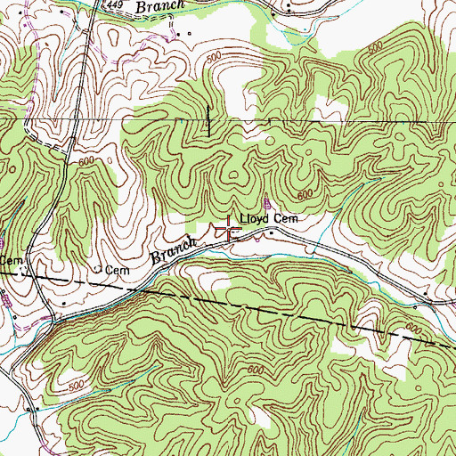 Topographic Map of Lloyd Cemetery, TN