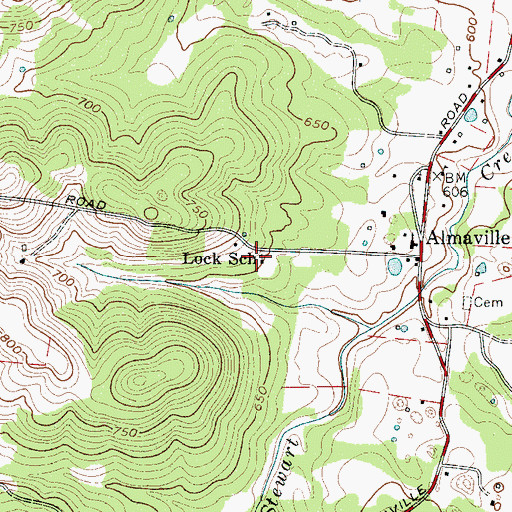 Topographic Map of Lock School, TN