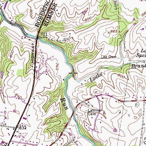 Topographic Map of Locke Branch, TN