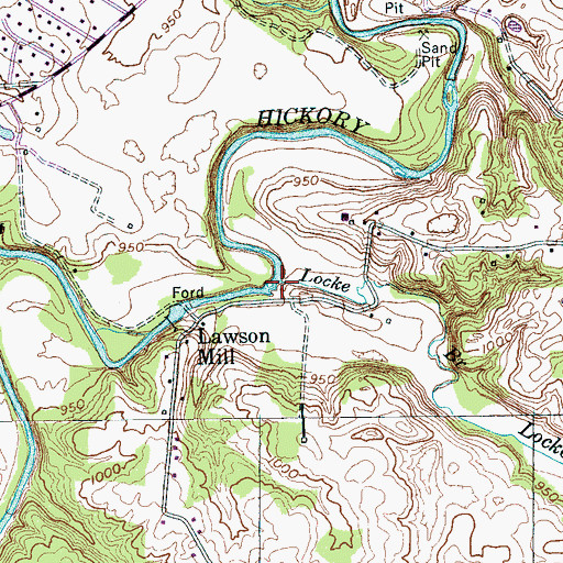 Topographic Map of Locke Branch, TN