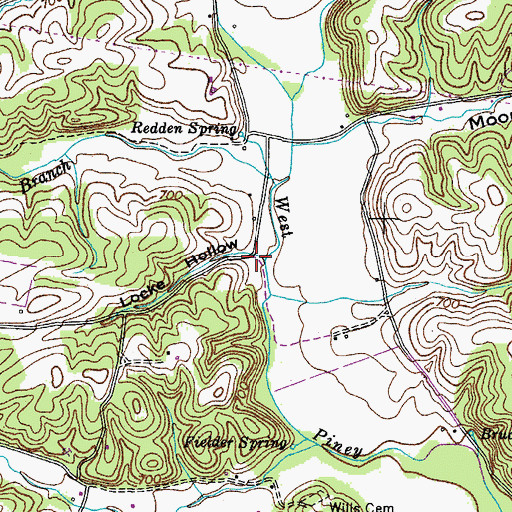 Topographic Map of Locke Hollow, TN