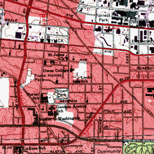 Topographic Map of Locke School, TN