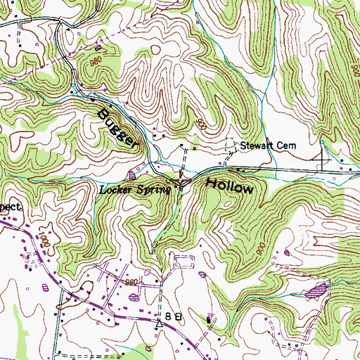 Topographic Map of Locker Spring, TN