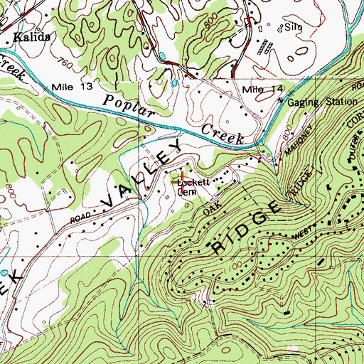Topographic Map of Lockett Cemetery, TN
