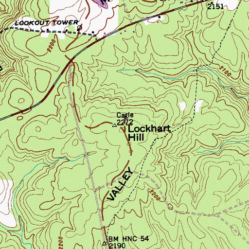 Topographic Map of Lockhart Hill, TN