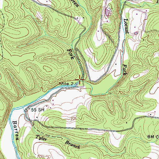 Topographic Map of Locust Fork, TN
