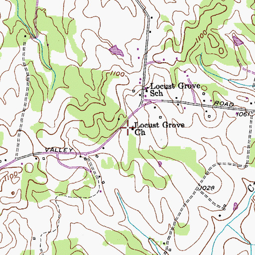 Topographic Map of Locust Grove Church, TN