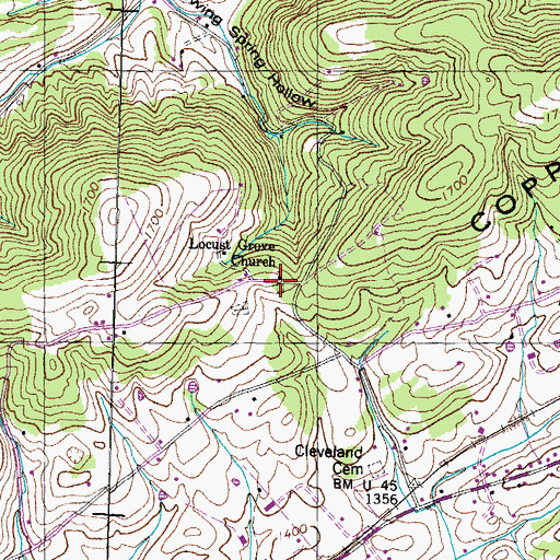 Topographic Map of Locust Grove Church, TN