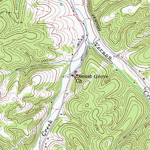 Topographic Map of Locust Grove Church, TN