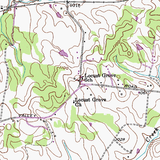Topographic Map of Locust Grove School, TN