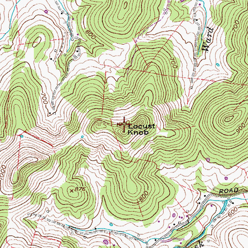 Topographic Map of Locust Knob, TN