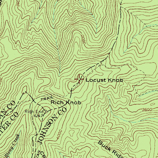 Topographic Map of Locust Knob, TN