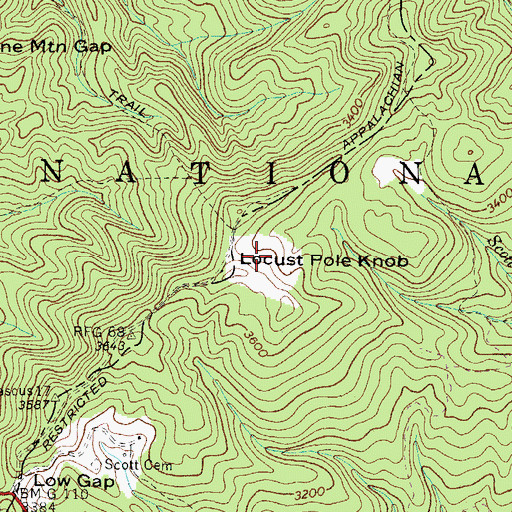 Topographic Map of Locust Pole Knob, TN