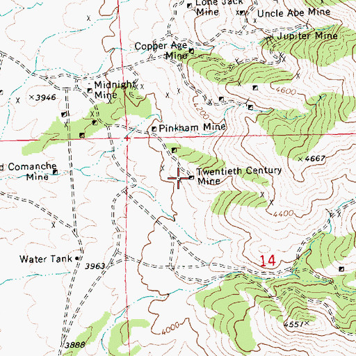 Topographic Map of Twentieth Century Mine, AZ