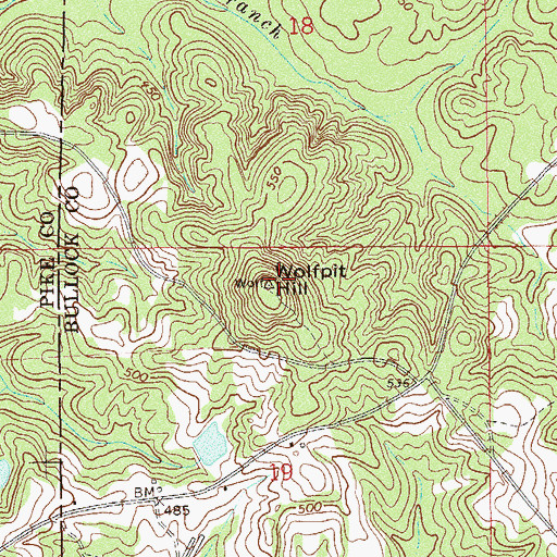 Topographic Map of Wolfpit Hill, AL