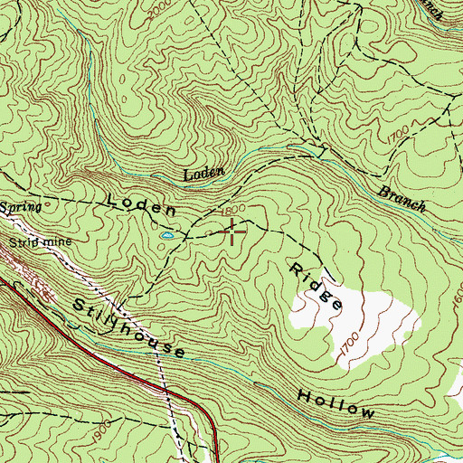 Topographic Map of Loden Ridge, TN