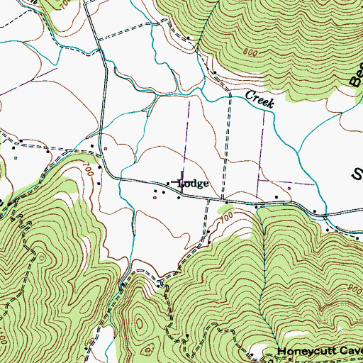 Topographic Map of Lodge, TN