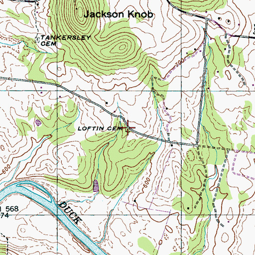 Topographic Map of Loftin Cemetery, TN