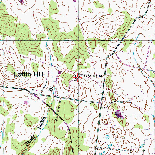 Topographic Map of Loftin Cemetery, TN