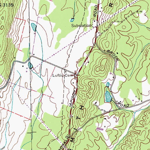 Topographic Map of Loftis Cemetery, TN